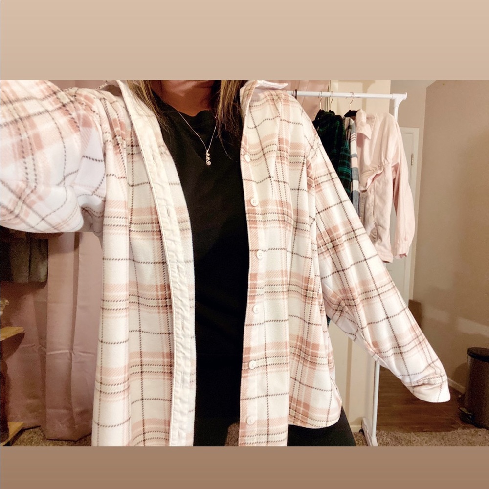 Plush oversized pink flannel